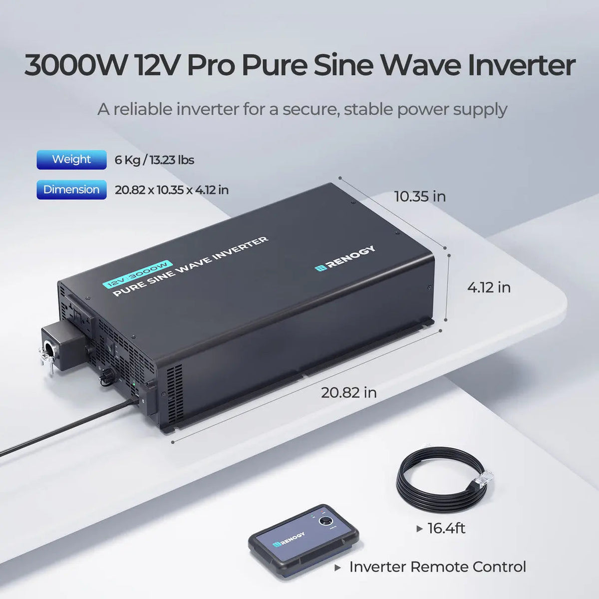 Renogy 3000W 12V Pro Pure Sine Wave Inverter - view 3