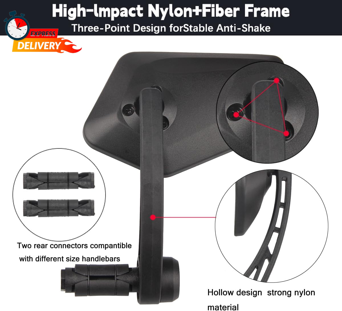 1 Pair Bike Mirror Handlebar End Mount Bicycle E-Bike Mirrors, HD Glass Convex
