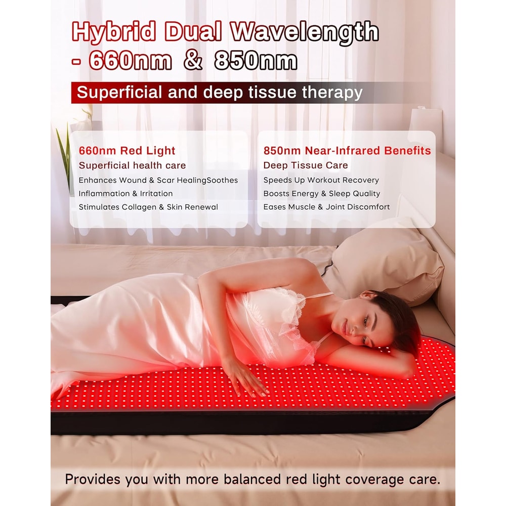 72"X33.3" Medical-Grade TPU Red Light Therapy Mat for Full Body Pain Relief, FSA&HSA Eligible Infrared Light Therapy Blanket for Home Use