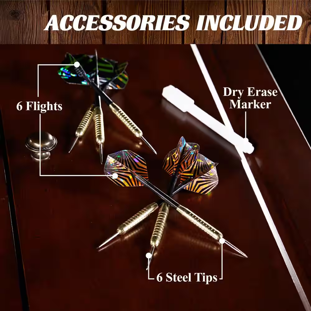 Barrington Chatham Bristle Dart Board and Cabinet Set | 18" Self-Healing Board, Wood Cabinet, 6 Darts