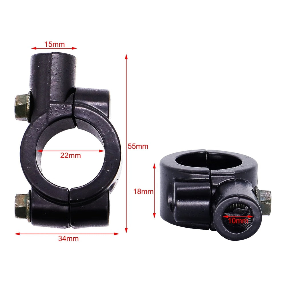 2X Motorcycle Rear View Side Mirrors with 2X Free 7/8" Handle Bar Mount for ATV Bike