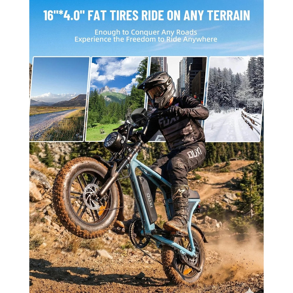 V8 Mini Electric Bike for Adults, 16" Fat Tire Ebike, 500W 20MPH Electric Bicycle, 36V 10.4Ah, E Bike UL2849