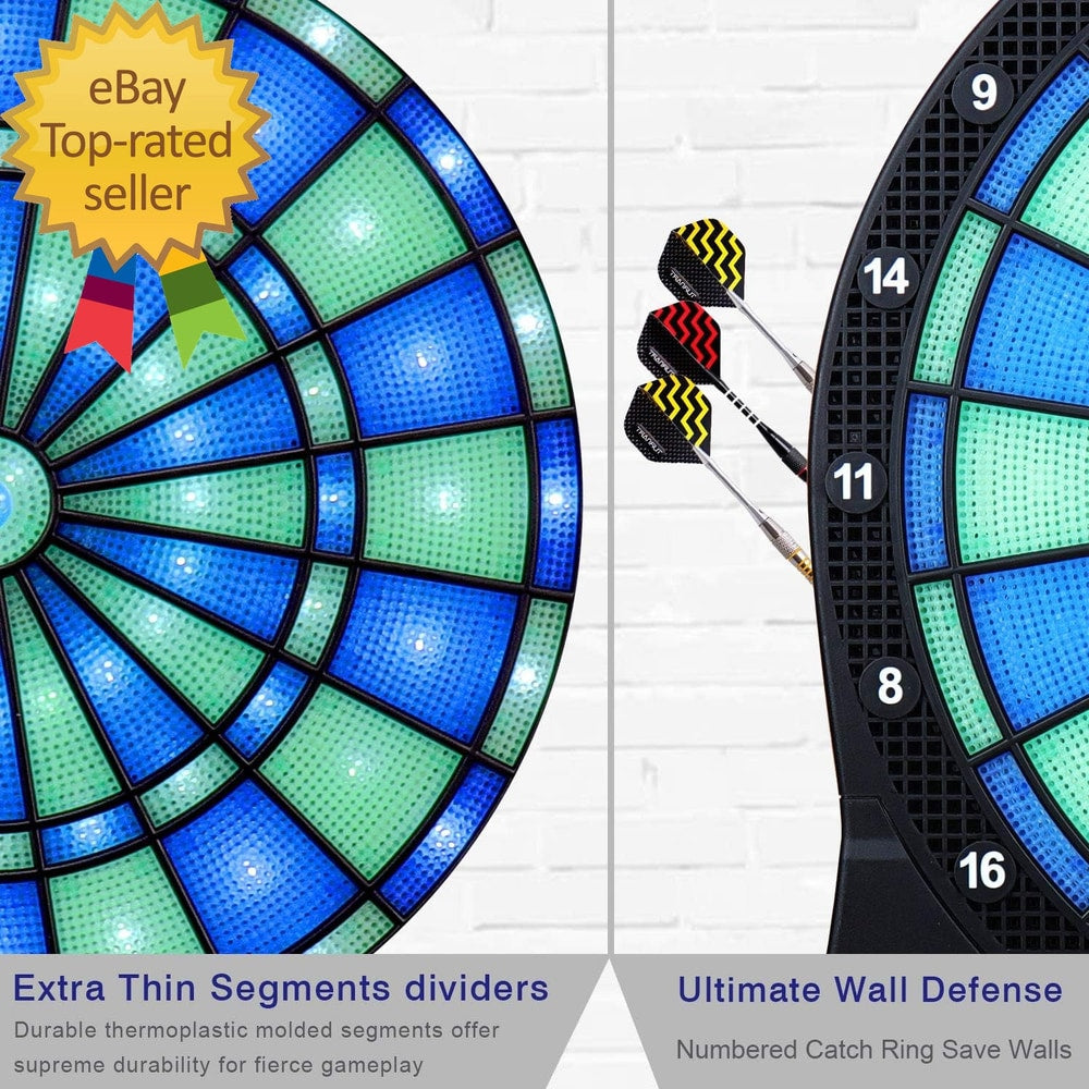 Electronic Dart Board,13 Inch Illuminated Segments Light Based Games Electric Da
