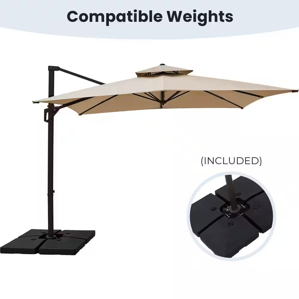10 Ft. X 10 Ft. Sq. Cantilever Patio Umbrella with Weighted Base in Beige