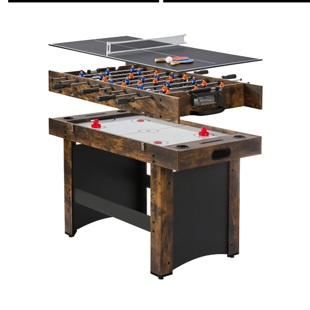 54-Inch 3-in-1 Air Hockey, Ping Pong and Foosball Combo Table | Built-In Blower, Steel Locks, 12mm MDF