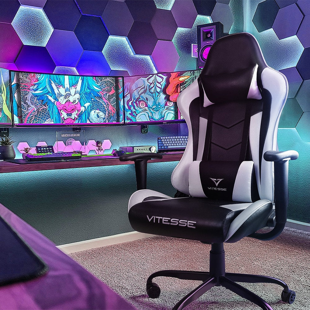 Ergonomic Adult Gamer Chair, 330 Lb Computer Chair, Racing Gaming Office Chair, Gamer Height Adjustable Swivel Chair with Lumbar Support and Headrest