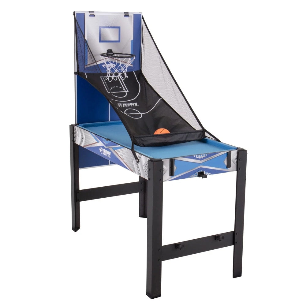 13-In-1 Combo Game Table Includes Basketball, Table Tennis, Billiards, Push Hockey, Launch Football, Baseball, Tic-Tac-Toe, and Skee Bean Bag Toss
