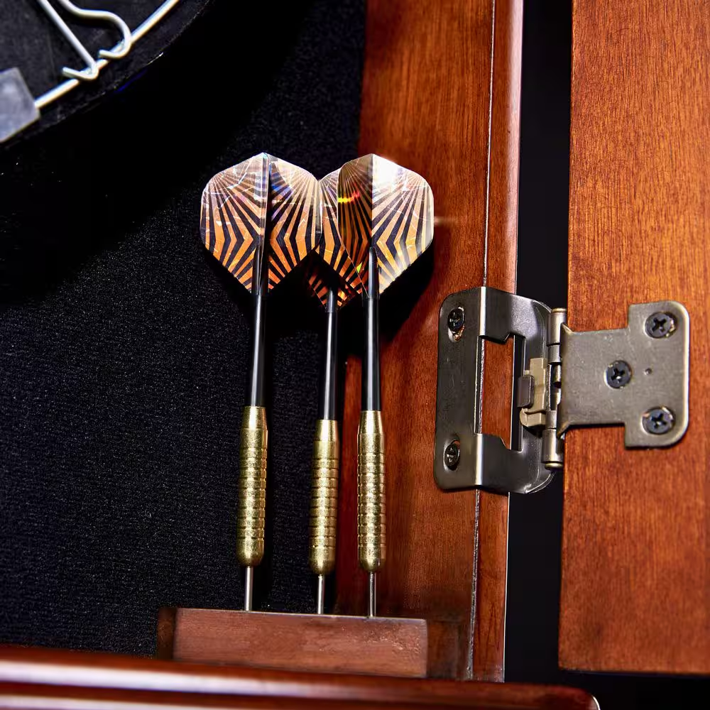 Barrington Chatham Bristle Dart Board and Cabinet Set | 18" Self-Healing Board, Wood Cabinet, 6 Darts