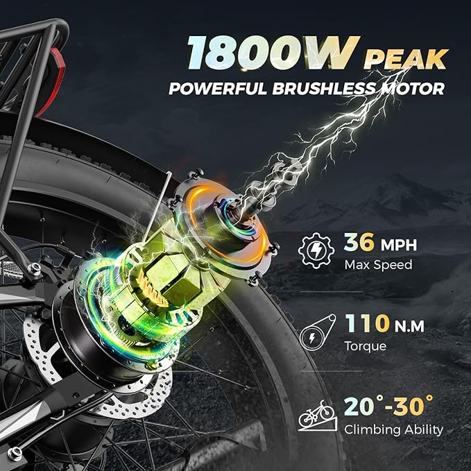 M1 Pro Electric Bike, 1800W Peak Motor Electric Bike for Adults