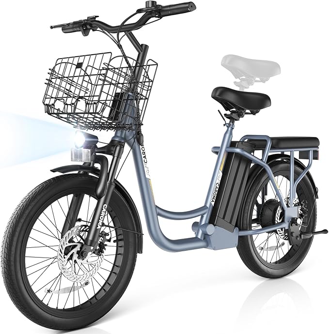 Caroma Electric Scooter with Seat, 48V Removable Battery E-Bike