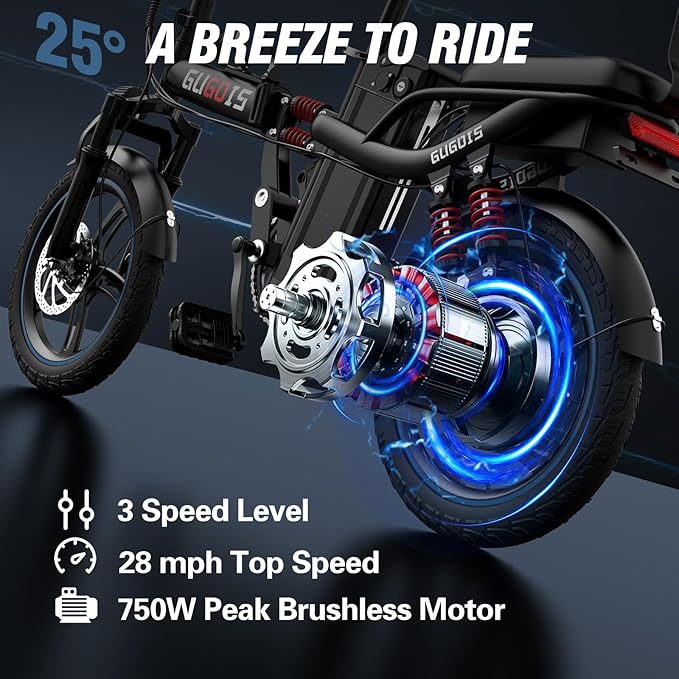 2 Seater Electric Bike for Adults,Mini Bike 500/750 Motor,28MPH