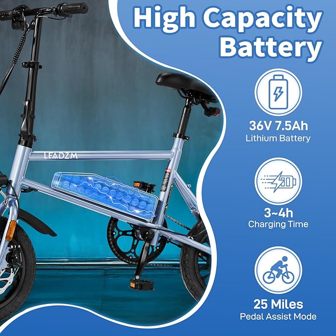 Winado Electric Bike for Adults, 14" Folding Electric Bicycle 450W Motor