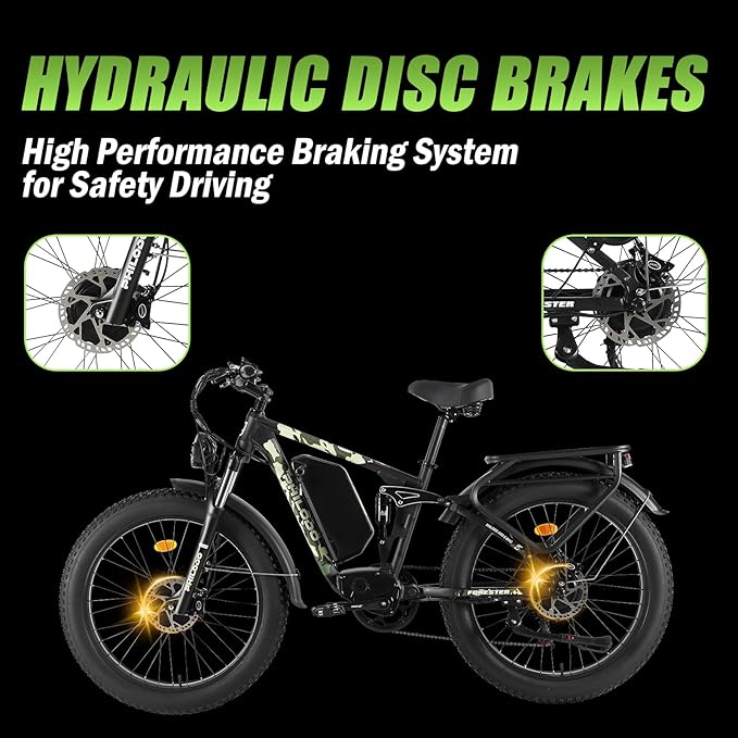 PHILODO Forester Electric Bike, 60V 26Ah Bike Battery for Long Range