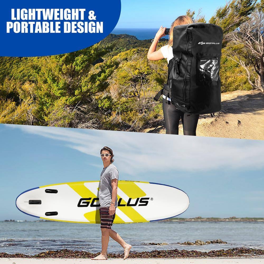 132 In. Inflatable Stand up Paddle Board 6 Ft. Ft. Thick W/Leash Backpack Aluminum Paddle