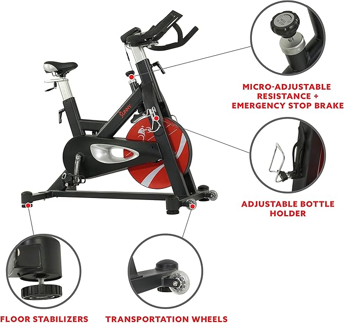 Sunny Health & Fitness Indoor Cycling Exercise Bike