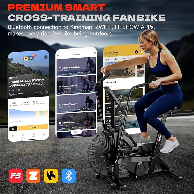 Air Bike, Exercise Bike with Magnetic & Air Resistance Fan Bike