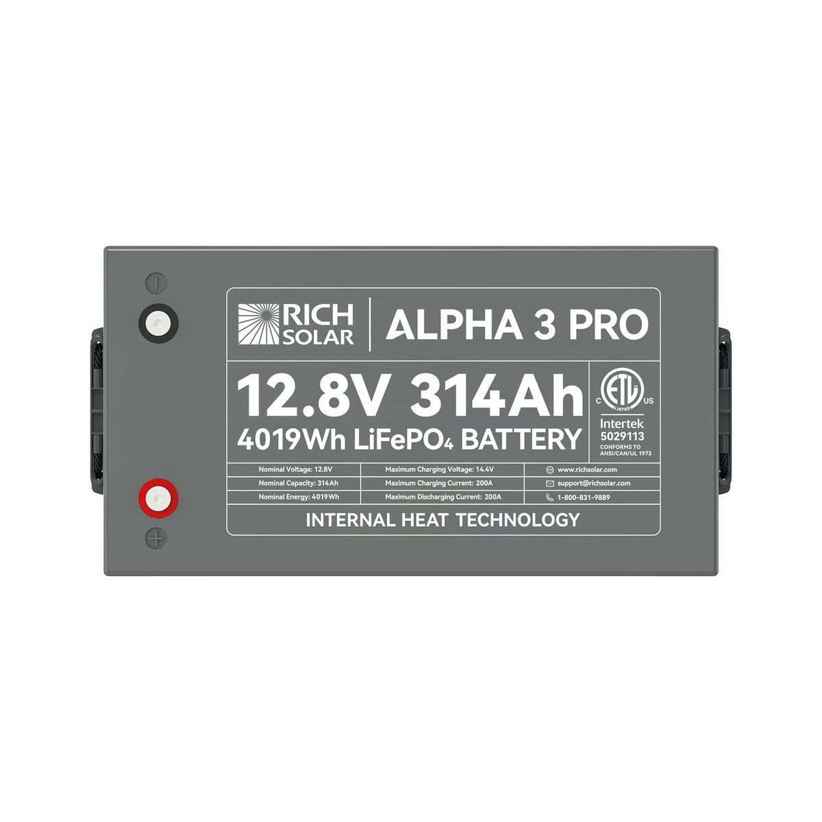 RICH SOLAR ALPHA 3 PRO 12V 314Ah LiFePO4 Battery - view 5
