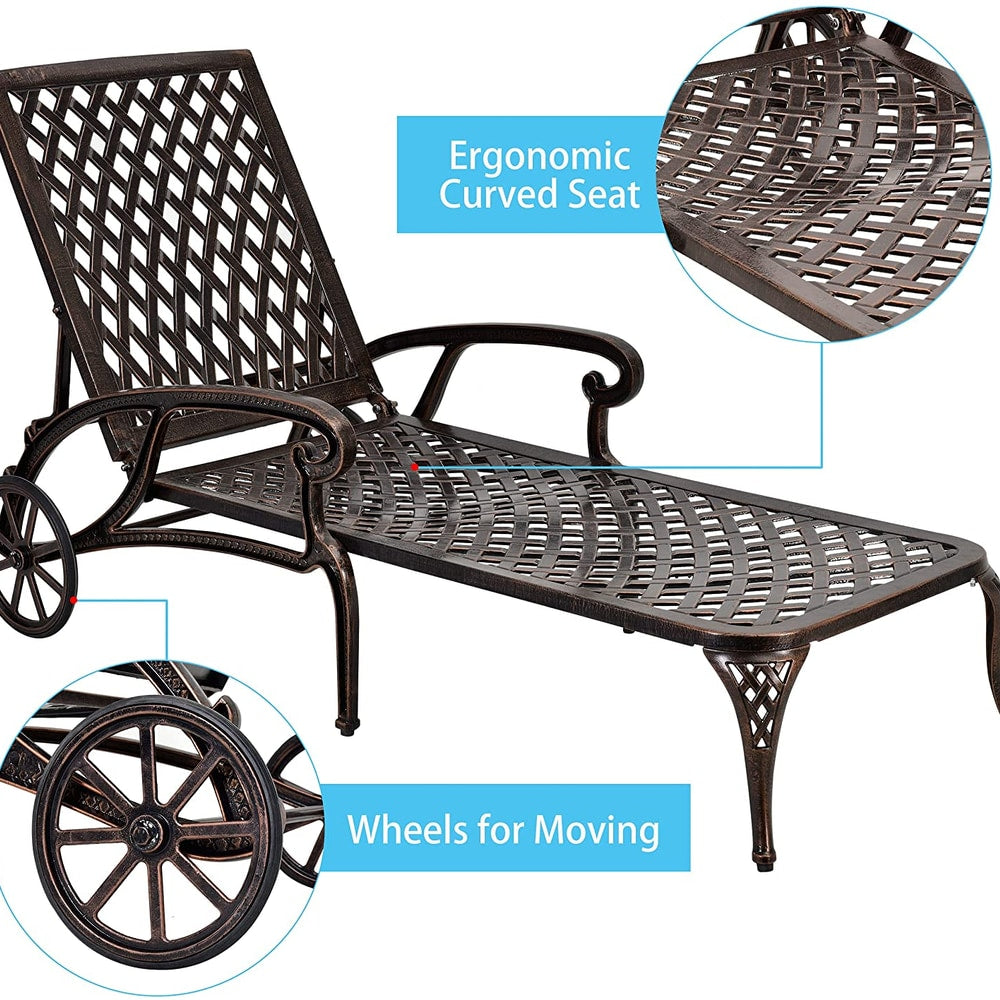 Aluminium Cast lounge chair 2pcs brown