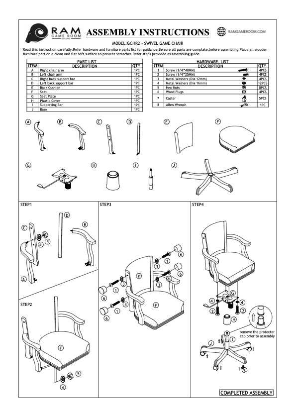 RAM Game Room 60" 2 IN 1 GAME TABLE x 6 SWIVEL GAME CHAIRS