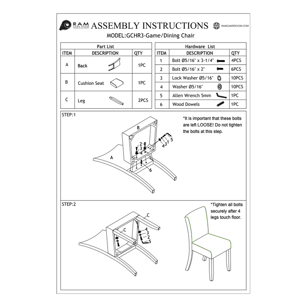 RAM Game Room DINING/GAME CHAIR