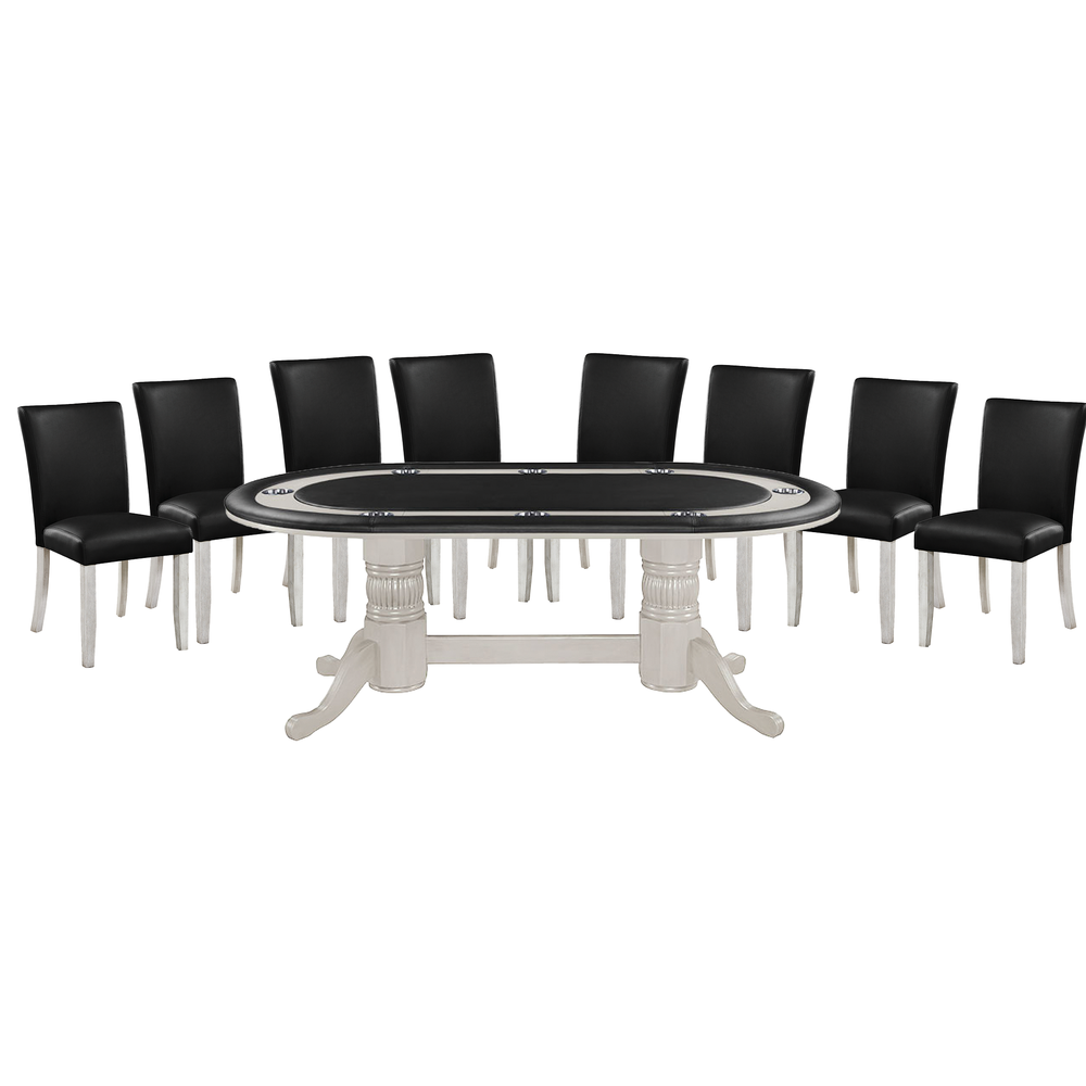 RAM Game Room Texas Hold'em Table Set with Dining Top & 8 Dining/Game Chairs | Seats 8, 84" Dining