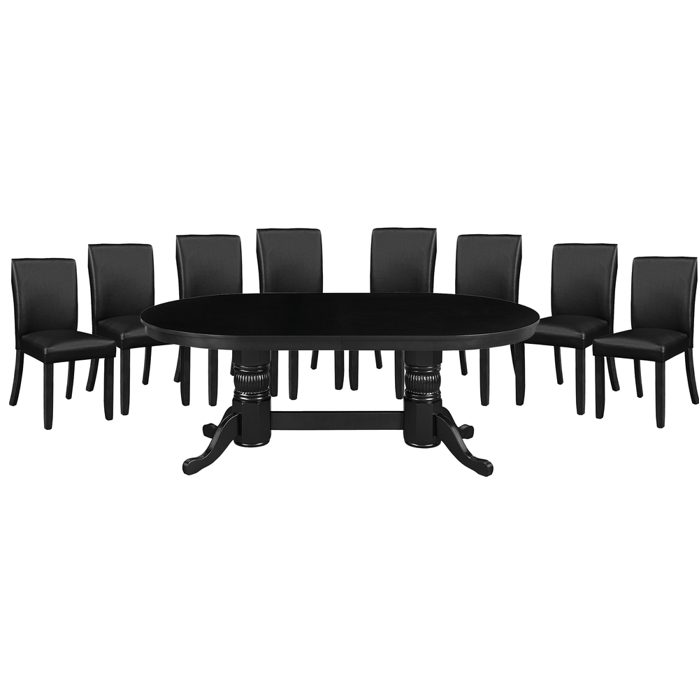RAM Game Room Texas Hold'em Table Set with Dining Top & 8 Dining/Game Chairs | Seats 8, 84" Dining