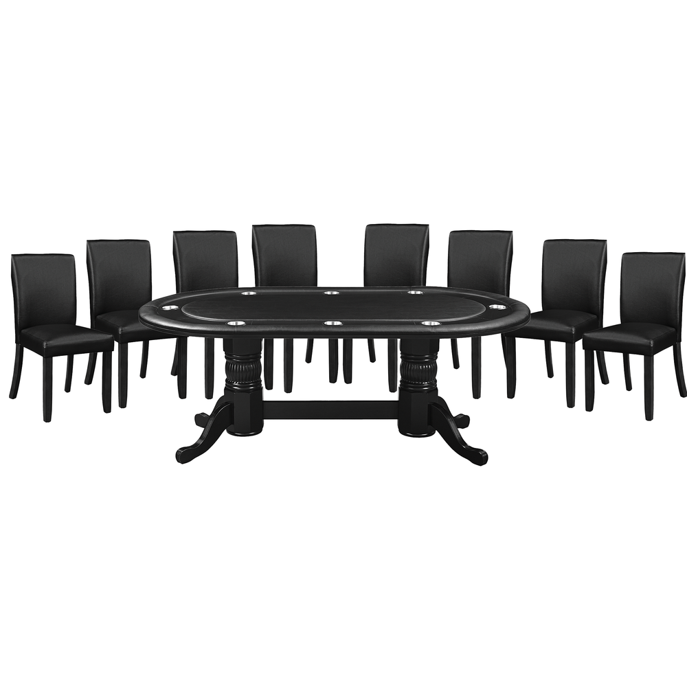 RAM Game Room Texas Hold'em Table Set with Dining Top & 8 Dining/Game Chairs | Seats 8, 84" Dining