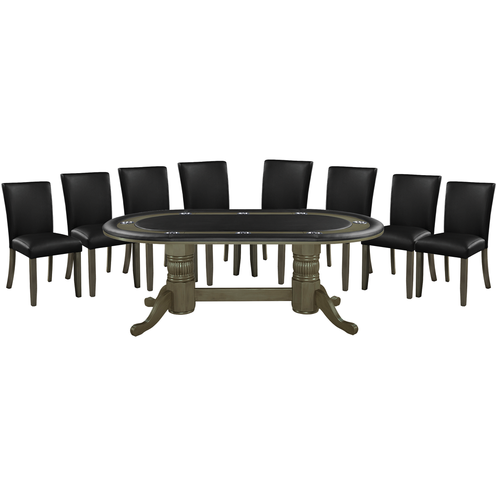 RAM Game Room Texas Hold'em Table Set with Dining Top & 8 Dining/Game Chairs | Seats 8, 84" Dining