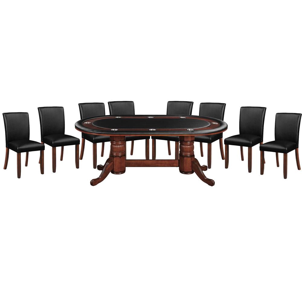 RAM Game Room Texas Hold'em Table Set with Dining Top & 8 Dining/Game Chairs | Seats 8, 84" Dining