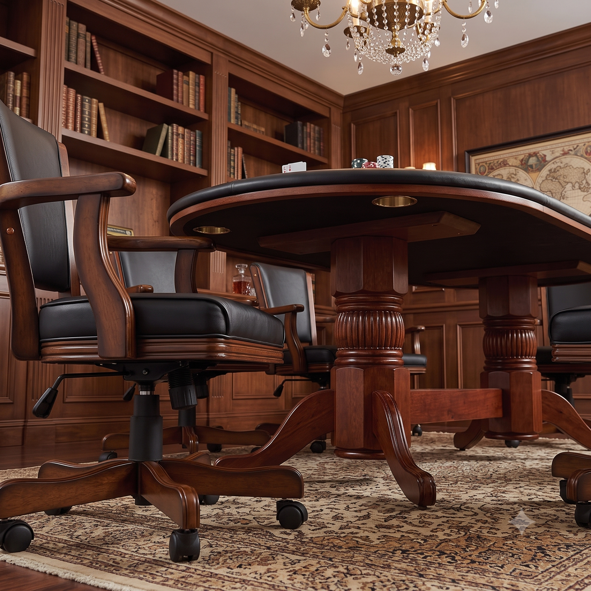 RAM Game Room 84" TEXAS HOLD'EM GAME TABLE x 8 SWIVEL CHAIRS (Comes With Dining Top)