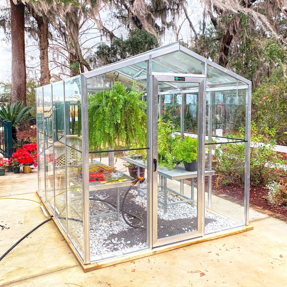 Janco Palmetto 8 x 10 ft Aluminum Greenhouse Kit | Glass or Polycarbonate, 120 mph Wind Rating, Made in USA