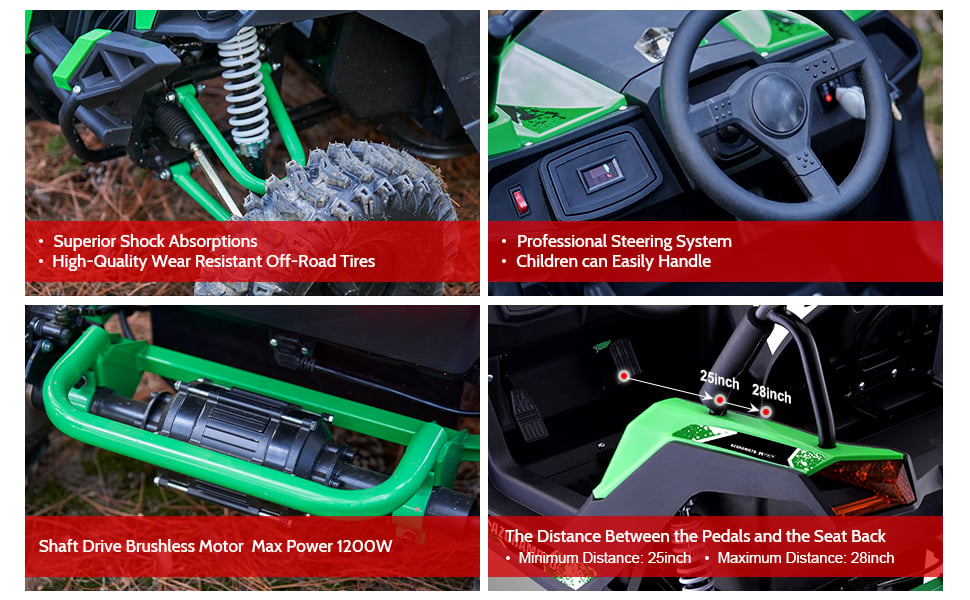 Full Battery 48V 1200W Electric Mini UTV | Full Suspension, Factory Box or Assembled & Tested