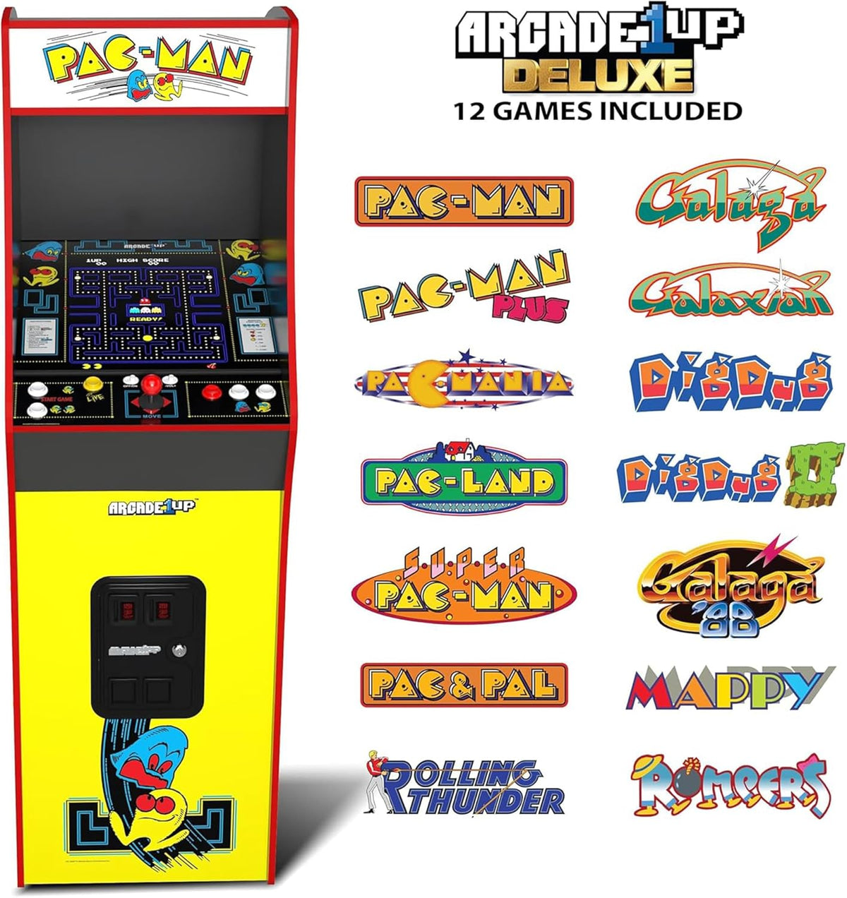 Arcade1Up PAC-MAN Deluxe Arcade Machine (5 Feet Tall | 14 Games)