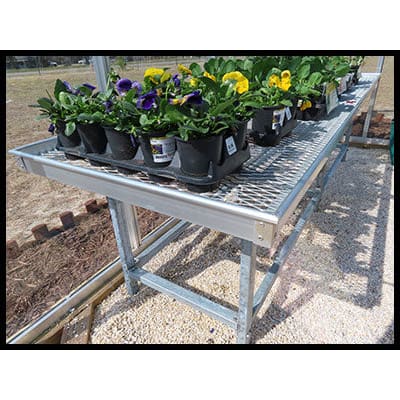 Janco Commercial Grade Greenhouse Plant Bench | 30 in x 8 ft, Aluminum Frame, Zinc-Coated Expanded Metal Top