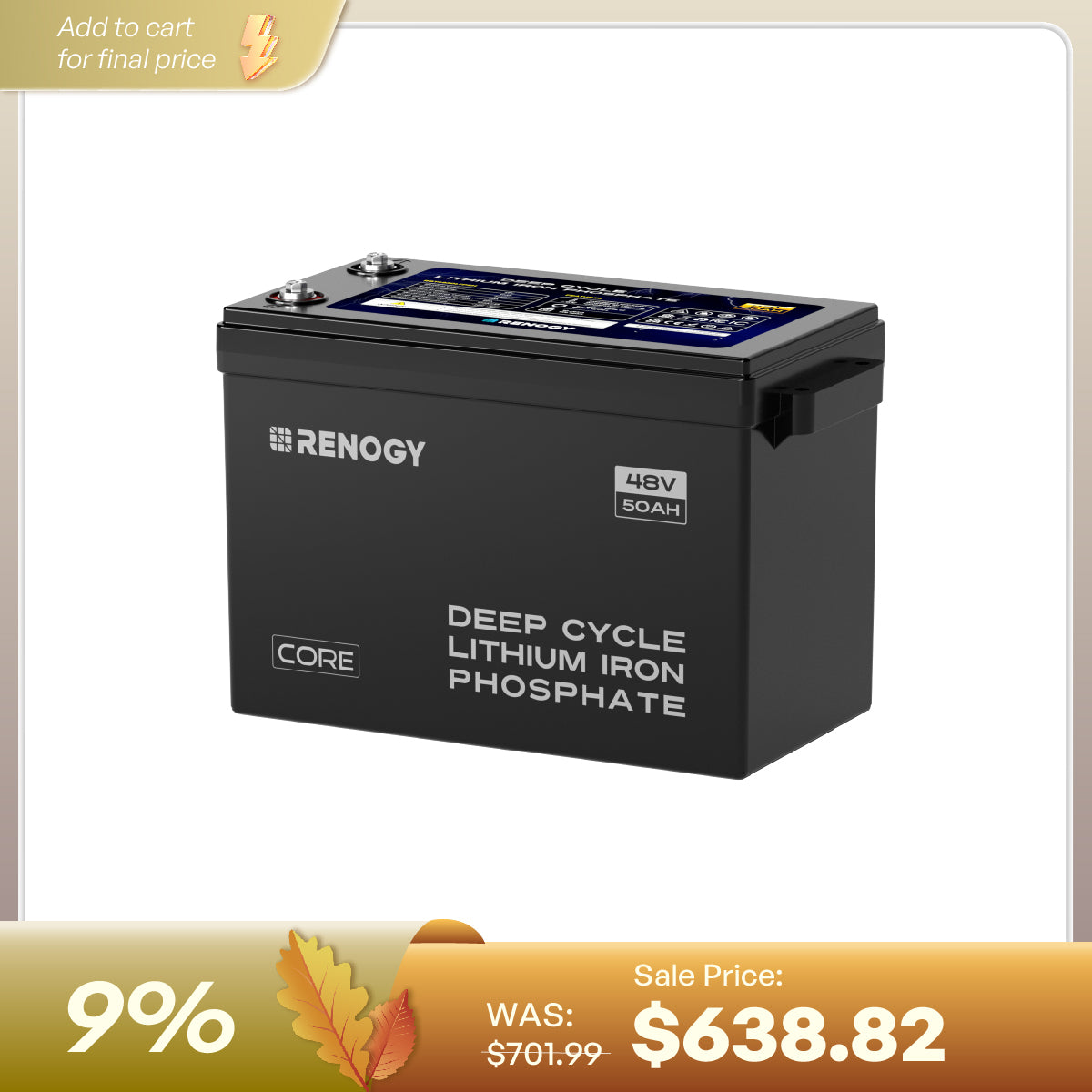 Renogy 48V 50Ah Core Series Smart LiFePO4 Battery - view 1