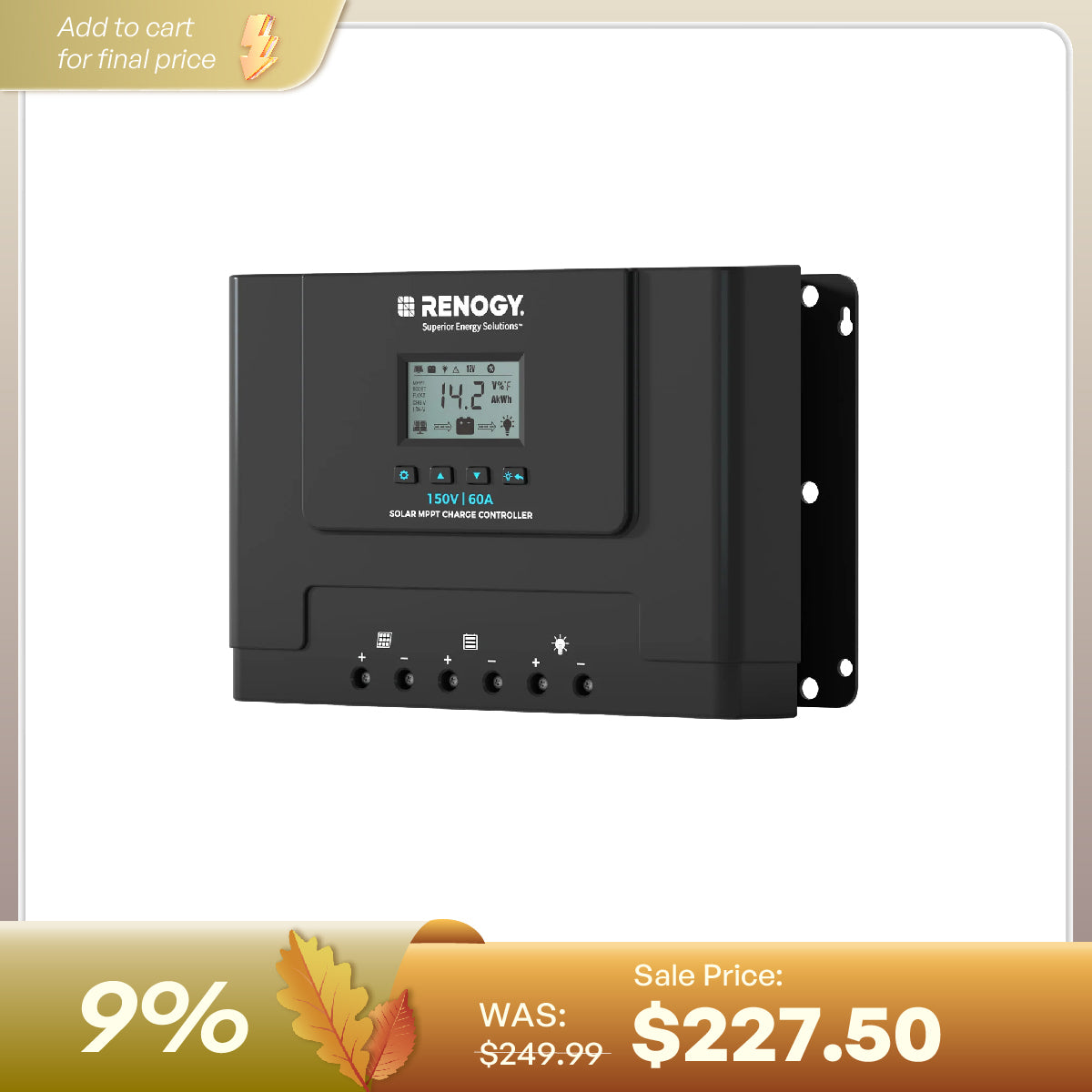 Renogy Rover Lite 60A MPPT Solar Charge Controller - view 1
