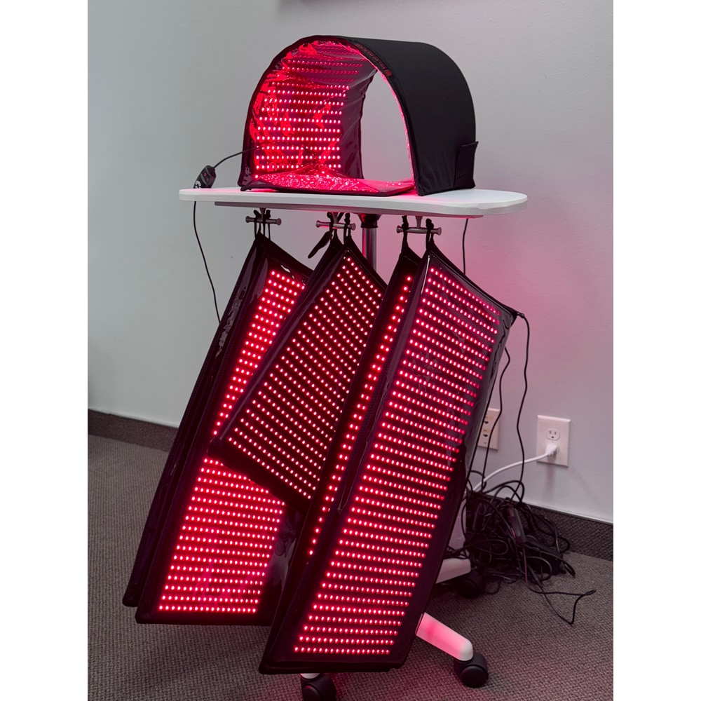 Full Body Red Light Therapy System 12,690 LED's in System. Includes 4 Pads 11" X 27", 2 Pads 11' X 16", 1 Face Dome, 1 Chin Pad