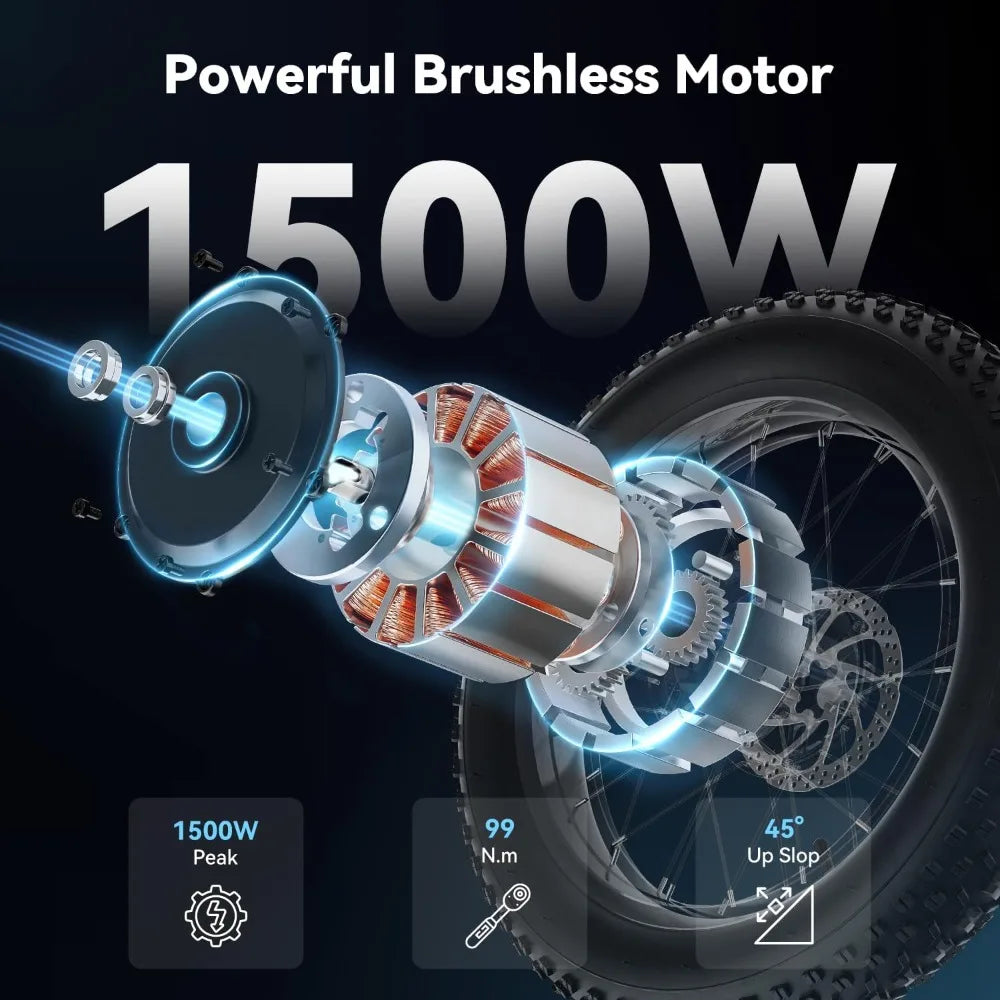 20-Inch Fat Tire Full Suspension Electric Bike | 750W (1500W Peak), 30 MPH, 48V 13Ah Battery