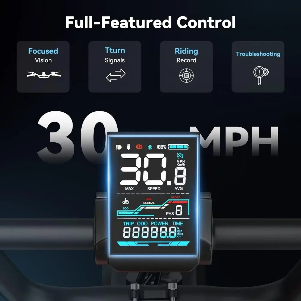 20-Inch Fat Tire Full Suspension Electric Bike | 750W (1500W Peak), 30 MPH, 48V 13Ah Battery