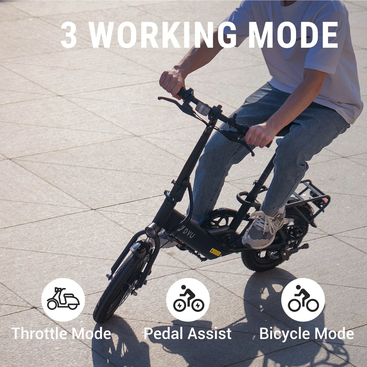 DYU C3 Folding Electric Bike | 14" Wheels, 36V Brushless Motor, Aluminum Frame, CE Certified