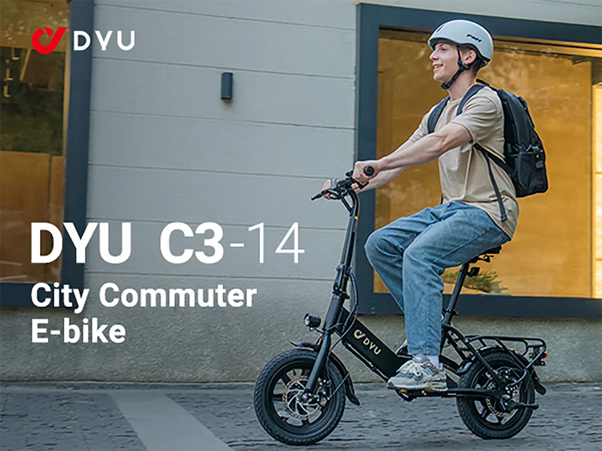 DYU C3 Folding Electric Bike | 14" Wheels, 36V Brushless Motor, Aluminum Frame, CE Certified
