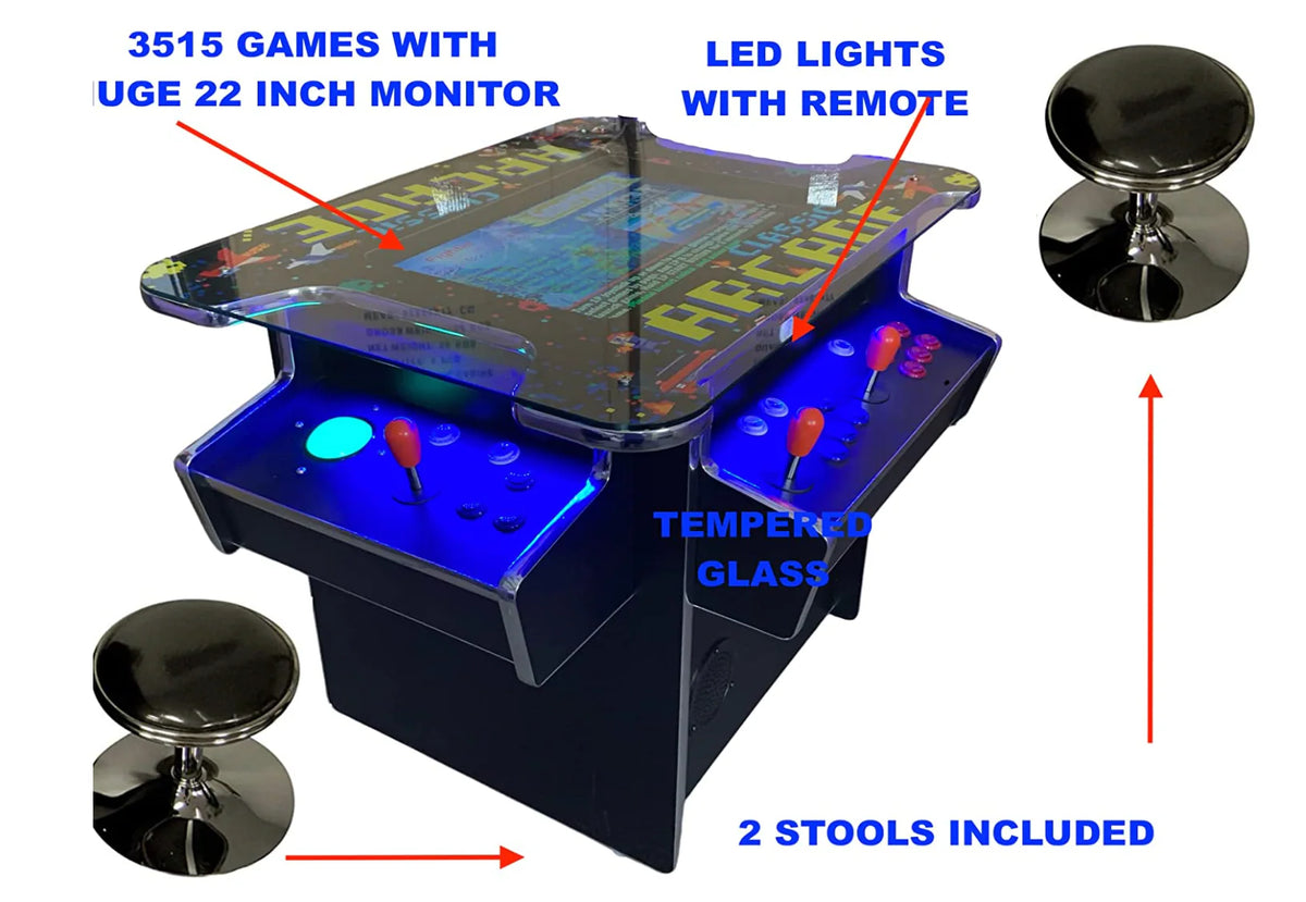 ABVideo Arcades Trackball Cocktail Arcade Machine | 22" LCD, 4,600 Games, 2 LED Trackballs