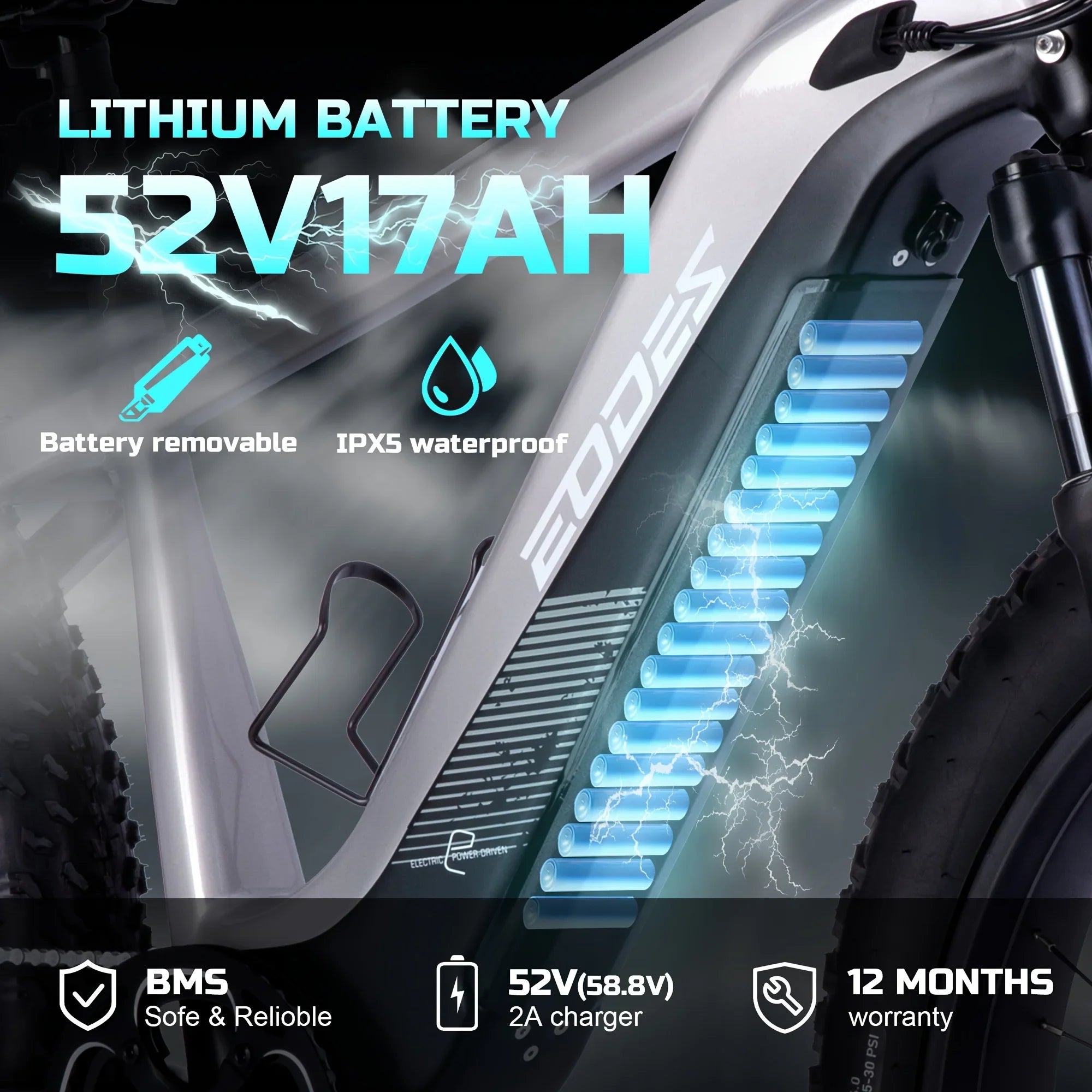 High-Quality eBike with 52V 750W Motor - 17AH Long Range