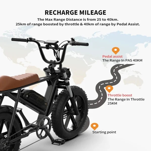 48V 750W Fat Tire Electric Bike | Removable 12.5Ah Battery, 20" x 4.0 Tires, Aluminum Frame