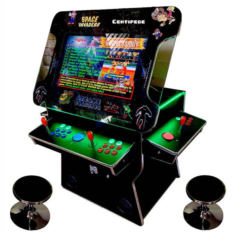 ABVideo Arcades Tilt-Up Cocktail Arcade Machine, Black | 32" Screen, 4,600 Games, 3 Trackballs