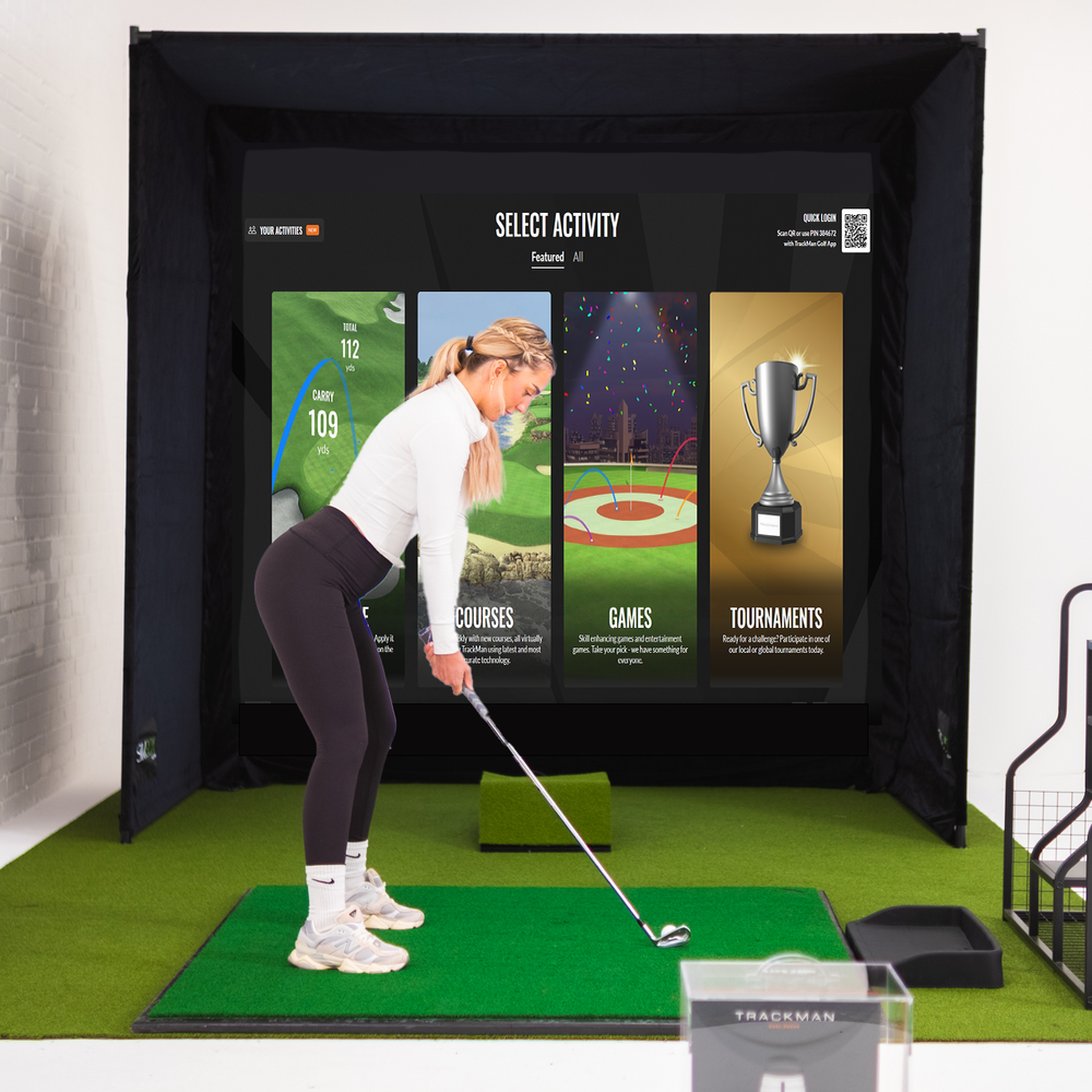 GolfBays SimBox Golf Simulator Enclosure | 7 Sizes, PRO+ Impact Screen & Frame, Side Barriers Included
