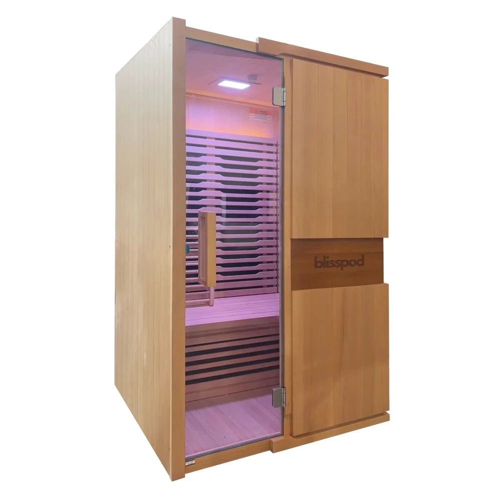 Blisspod Milano 2-Person Full Spectrum Infrared Sauna | Ultra Low EMF, Red Glass Heater, Canadian Hemlock