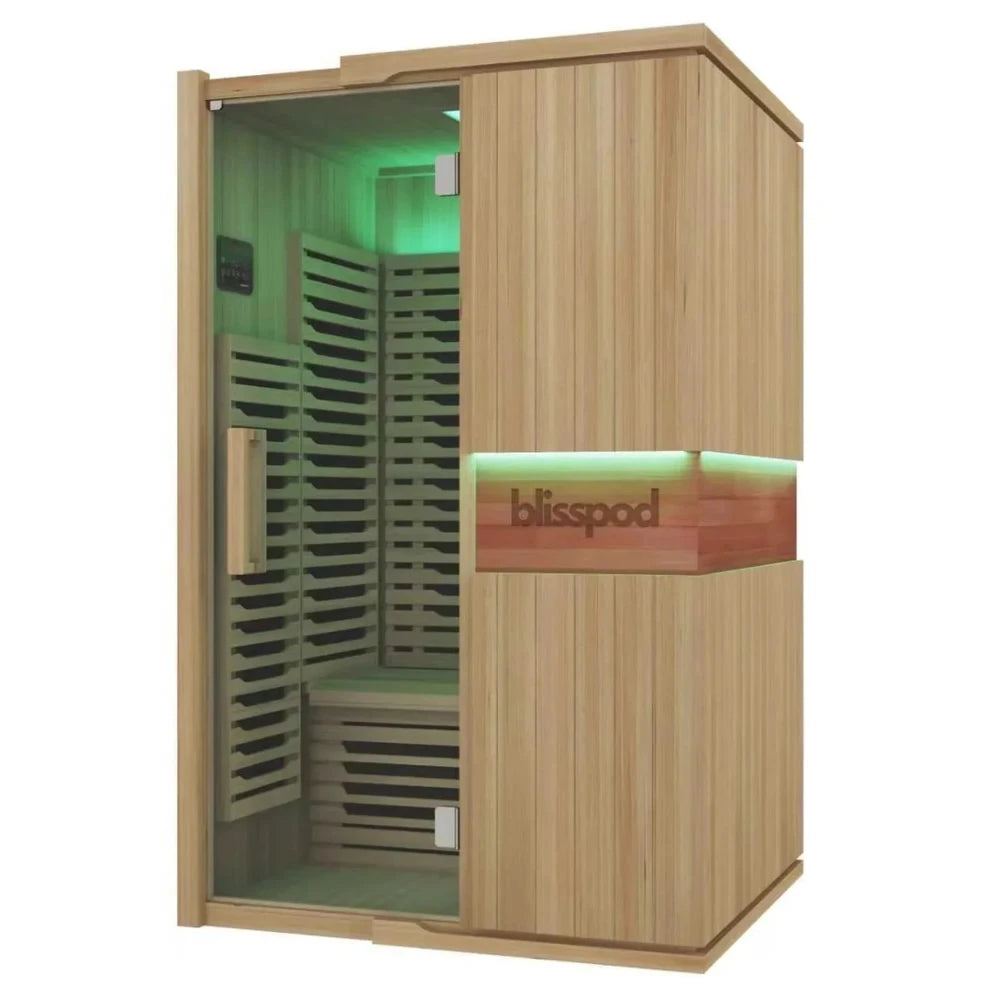 Blisspod Milano 2-Person Full Spectrum Infrared Sauna | Ultra Low EMF, Red Glass Heater, Canadian Hemlock