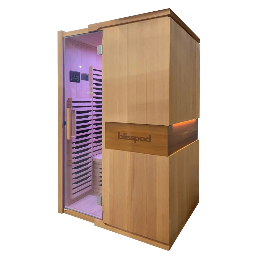 Blisspod Milano 2-Person Full Spectrum Infrared Sauna | Ultra Low EMF, Red Glass Heater, Canadian Hemlock