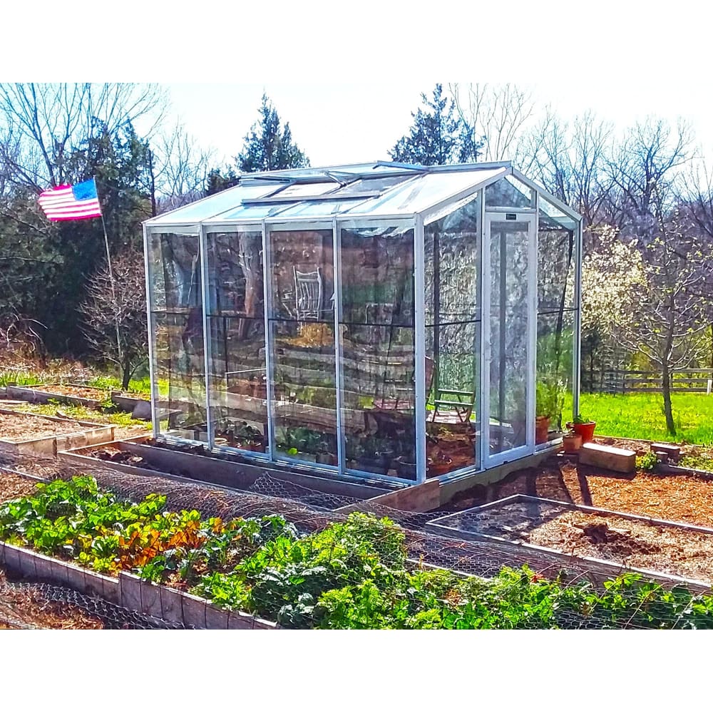 Janco Palmetto 8 x 10 ft Aluminum Greenhouse Kit | Glass or Polycarbonate, 120 mph Wind Rating, Made in USA